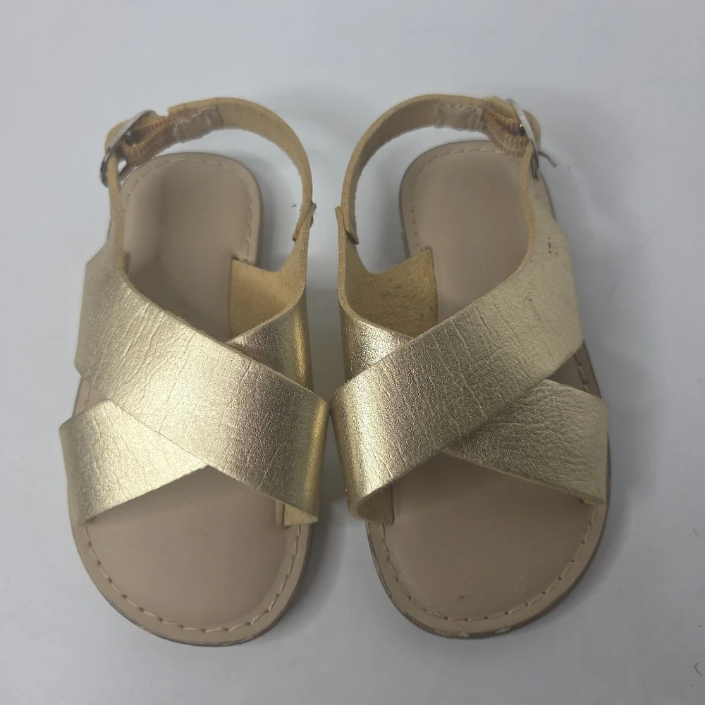 Cat & Jack Gold Metallic Girls Ankle Strap Sandal Size 6